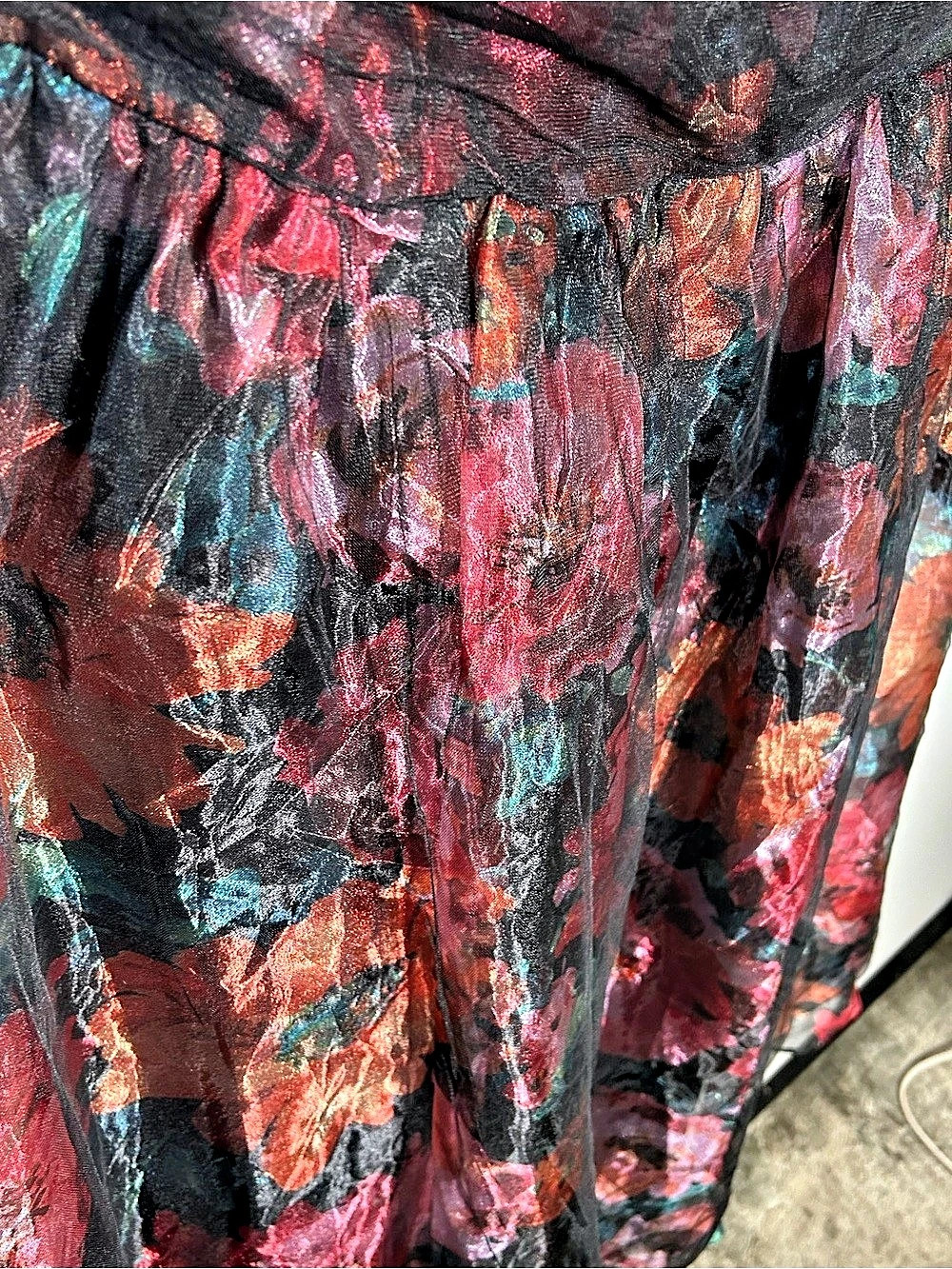 NWT Lulus Freddie Berry Floral Organza Midi Dress Black & Pink XXL/Size 16 - Picture 10 of 16
